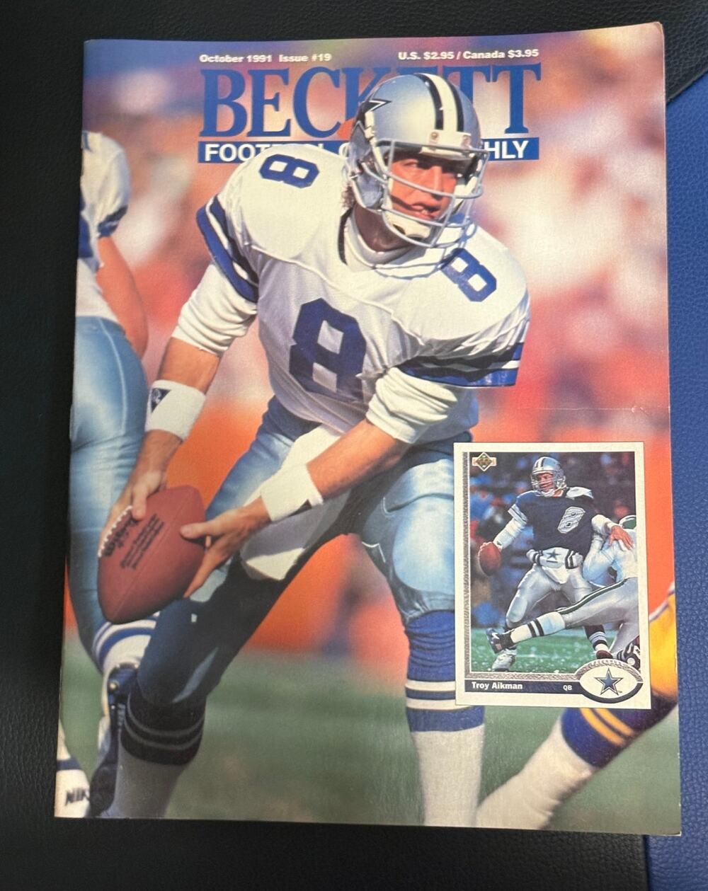 Beckett Football Card Monthly October 1991 Issue #19 Troy Aikman/Mark Carrier